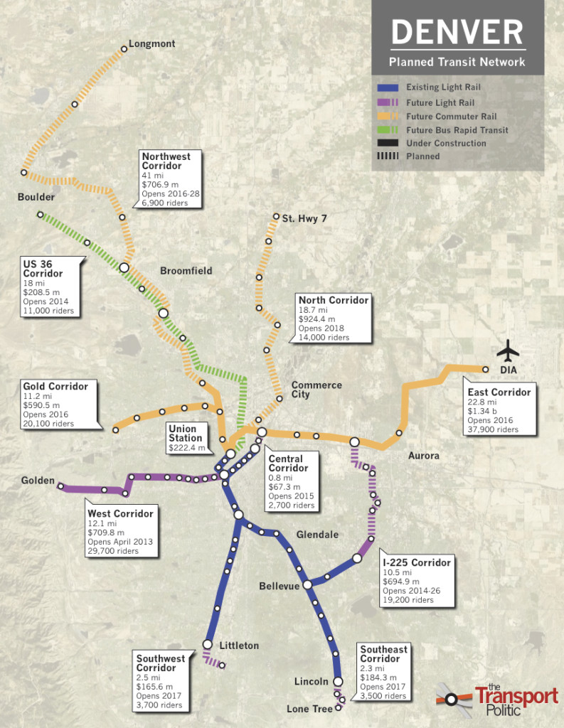 RTD Expansion Map courtesy of Yonah Freemark and The Transport Politic